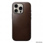Carcasa NOMAD Modern Leather MagSafe compatibila cu iPhone 16 Pro Rustic Brown Horween 11 - lerato.ro