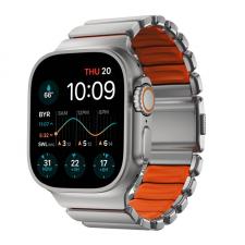 Curea Nomad Stratos FKM compatibila cu Apple Watch Ultra 49mm, Silver / Orange