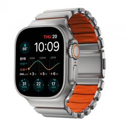 Curea Nomad Stratos FKM compatibila cu Apple Watch Ultra 49mm, Silver / Orange