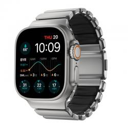 Curea din cauciuc Nomad Stratos FKM compatibila cu Apple Watch Ultra 49mm, Silver / Black