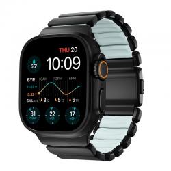 Curea Nomad Stratos Icy Blue Glow compatibila cu Apple Watch 45/46/49mm, Negru / Albastru