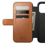 Husa flip cover Nomad Modern Leather Folio Horween cu MagSafe compatibila cu iPhone 18 Pro Max / 17 Pro Max, Saddle 12 - lerato.ro