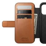 Husa flip cover Nomad Modern Leather Folio Horween cu MagSafe compatibila cu iPhone 18 Pro / 17 Pro, Saddle 12 - lerato.ro