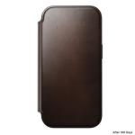 Husa flip cover Nomad Modern Leather Folio Horween cu MagSafe compatibila cu iPhone 18 Pro / 17 Pro, Rustic Brown 13 - lerato.ro