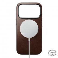 Husa Nomad Traditional Leather Case Horween cu MagSafe compatibila cu iPhone 18 Pro / 17 Pro, Rustic Brown