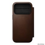 Husa flip cover Nomad Modern Leather Folio cu MagSafe compatibila cu iPhone 18 Pro / 17 Pro, Maro 6 - lerato.ro