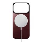 Protectie magnetica Nomad Magnetic Leather Back Cover Horween cu MagSafe compatibila cu iPhone 18 Pro / 17 Pro, Burgundy 3 - lerato.ro