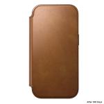 Husa flip cover Nomad Modern Leather Folio cu MagSafe compatibila cu iPhone 18 Pro / 17 Pro, Emglish Tan 10 - lerato.ro