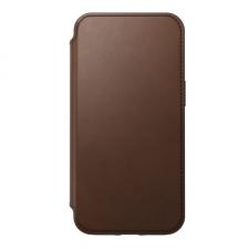 Husa din piele naturala NOMAD Rugged Folio MagSafe compatibila cu iPhone 13 Brown