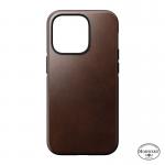 Carcasa din piele naturala NOMAD Modern Leather MagSafe compatibila cu iPhone 14 Pro Brown