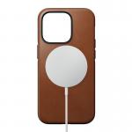 Carcasa din piele naturala NOMAD Modern Leather MagSafe compatibila cu iPhone 14 Pro Tan