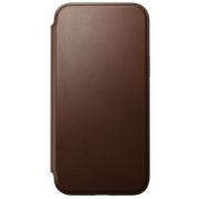 Husa din piele naturala NOMAD Leather Folio MagSafe compatibila cu iPhone 15 Plus Brown
