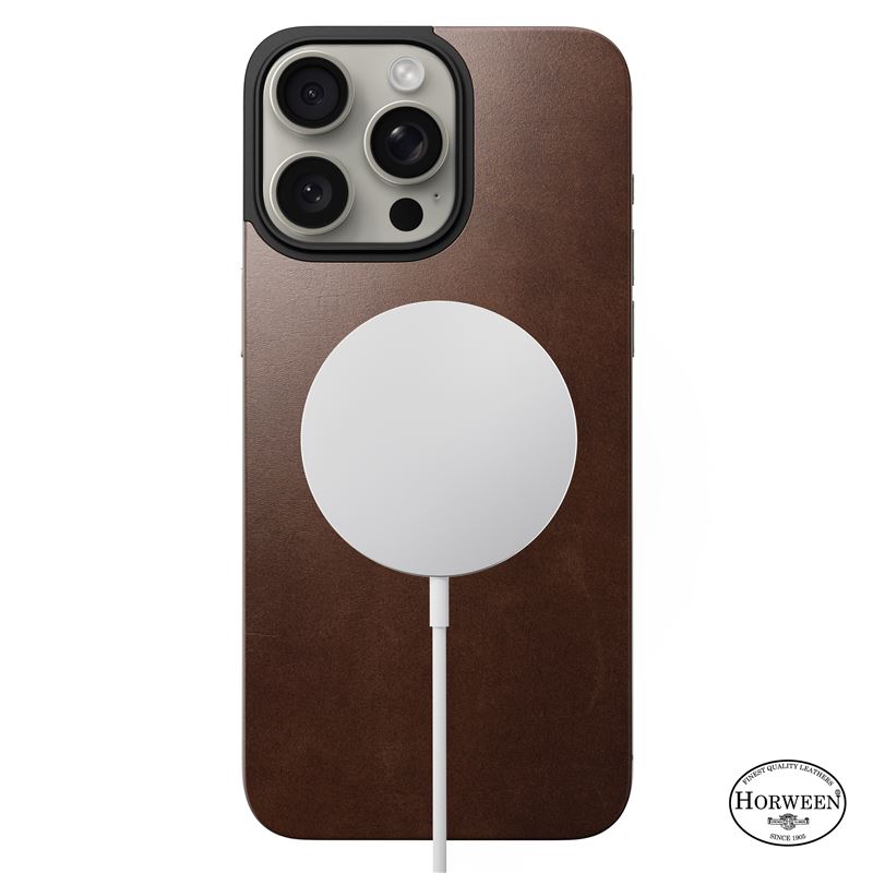iPhoneアクセサリー NOMAD Magnetic Leather for iPhone 15 Pro 🥇Skin NOMAD Magnetic Horween Leather Back compatibil cu