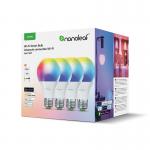 Set 4 becuri Smart LED RGBCW Nanoleaf Matter Wi-Fi A19, lumina alba/colorata, E27, 8.5W, Peste 16M culori, control vocal, WiFi 7 - lerato.ro