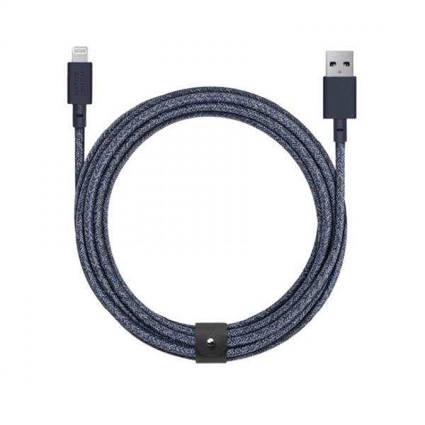 Cablu pentru incarcare si transfer de date Native Union Belt XL USB / Lightning 3m Indigo 1 - lerato.ro