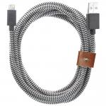 Cablu pentru incarcare si transfer de date Native Union Belt XL USB / Lightning 3m Zebra 2 - lerato.ro
