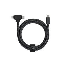 Cablu pentru incarcare si transfer de date Native Union Belt Duo, USB-C la Lightning / USB-C, 60W, 480Mbps, 1.5m, Cosmos