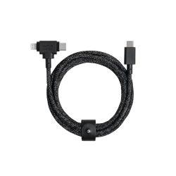 Cablu pentru incarcare si transfer de date Native Union Belt Duo, USB-C la Lightning / USB-C, 60W, 480Mbps, 1.5m, Cosmos