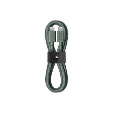 Cablu pentru incarcare si transfer de date Native Union Belt, 2x USB-C, 60W, 480Mbps, 1.2m, Verde