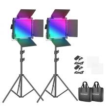 Set 2 lampi LED Neewer 660 PRO  RGB, 50W, 7000lux, 3200-5600K, 2x trepied, 2x difuzor, Negru