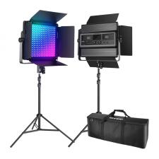Set 2 lampi LED Neewer RGB1200, 60W, 22000lux, 2500-8500K, 2x trepied, 2x difuzor, Negru