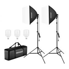 Set 2 lampi LED Neewer NK200, 35W, 3150lm, 5700K, 2x trepied, 2x difuzor, 3 becuri incluse, Negru