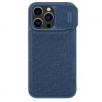 Husa Nillkin Qin Cloth Pro Flip Cover compatibila cu iPhone 14 Pro Max Albastru 2 - lerato.ro