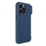 Husa Nillkin Qin Cloth Pro Flip Cover compatibila cu iPhone 14 Pro Max Albastru 5 - lerato.ro