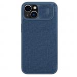 Husa Nillkin Qin Cloth Pro Flip Cover compatibila cu iPhone 14 Plus Albastru 2 - lerato.ro
