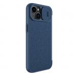 Husa Nillkin Qin Cloth Pro Flip Cover compatibila cu iPhone 14 Plus Albastru 5 - lerato.ro