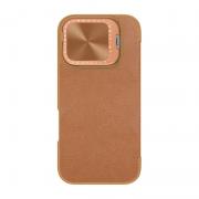Carcasa piele Nillkin Qin Prop compatibila cu iPhone 16, Maro