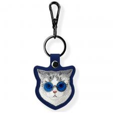 Husa protectie cu breloc Nimmy Glasses Cool Cat pentru Pet Tracker, Albastru