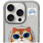 Carcasa Nimmy Glasses Cool Cat, cu MagSafe, compatibila cu iPhone 16 Pro, Gri 3 - lerato.ro