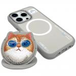 Carcasa Nimmy Glasses Cool Cat, cu MagSafe, compatibila cu iPhone 16 Pro, Gri 4 - lerato.ro