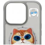 Carcasa Nimmy Glasses Cool Cat, cu MagSafe, compatibila cu iPhone 16 Pro, Gri 8 - lerato.ro