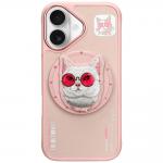 Carcasa Nimmy Glasses Cool Cat, cu MagSafe, compatibila cu iPhone 16, Roz 2 - lerato.ro