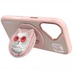 Carcasa Nimmy Glasses Cool Cat, cu MagSafe, compatibila cu iPhone 16, Roz 15 - lerato.ro
