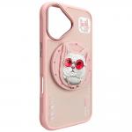 Carcasa Nimmy Glasses Cool Cat, cu MagSafe, compatibila cu iPhone 16, Roz 6 - lerato.ro