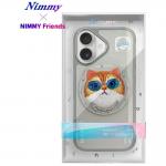 Carcasa Nimmy Glasses Cool Cat, cu MagSafe, compatibila cu iPhone 16, Gri 18 - lerato.ro