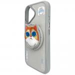 Carcasa Nimmy Glasses Cool Cat, cu MagSafe, compatibila cu iPhone 16, Gri 5 - lerato.ro