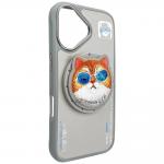 Carcasa Nimmy Glasses Cool Cat, cu MagSafe, compatibila cu iPhone 16, Gri 6 - lerato.ro