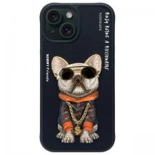 Carcasa Nimmy Glasses Cool Dog compatibila cu iPhone 15, Negru