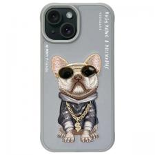 Carcasa Nimmy Glasses Cool Dog compatibila cu iPhone 15, Gri