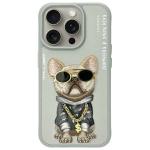 Carcasa Nimmy Glasses Cool Dog compatibila cu iPhone 15 Pro, Gri 2 - lerato.ro