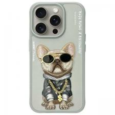 Carcasa Nimmy Glasses Cool Dog compatibila cu iPhone 15 Pro, Gri