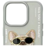 Carcasa Nimmy Glasses Cool Dog compatibila cu iPhone 15 Pro, Gri 4 - lerato.ro