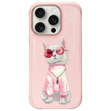 Carcasa Nimmy Glasses Cool Cat compatibila cu iPhone 16 Pro, Roz