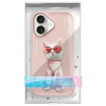 Carcasa Nimmy Glasses Cool Cat compatibila cu iPhone 16, Roz 12 - lerato.ro