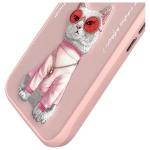 Carcasa Nimmy Glasses Cool Cat compatibila cu iPhone 16, Roz 8 - lerato.ro