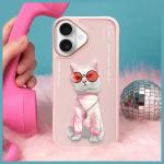 Carcasa Nimmy Glasses Cool Cat compatibila cu iPhone 16, Roz 11 - lerato.ro